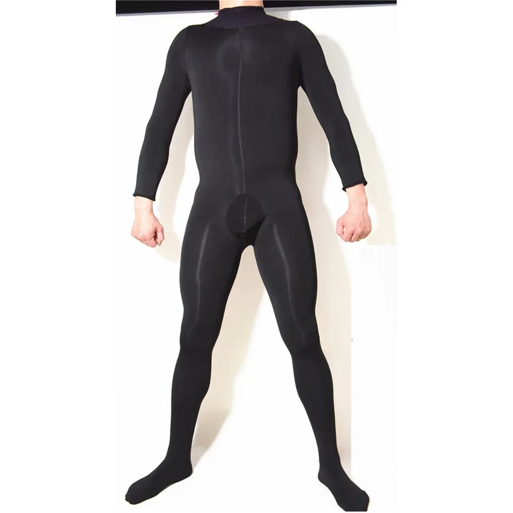 Body Unisex de manga larga con cuello alto y forro polar cálido, funda para pene, medias con abertura en la entrepierna, mono, lencería de invierno