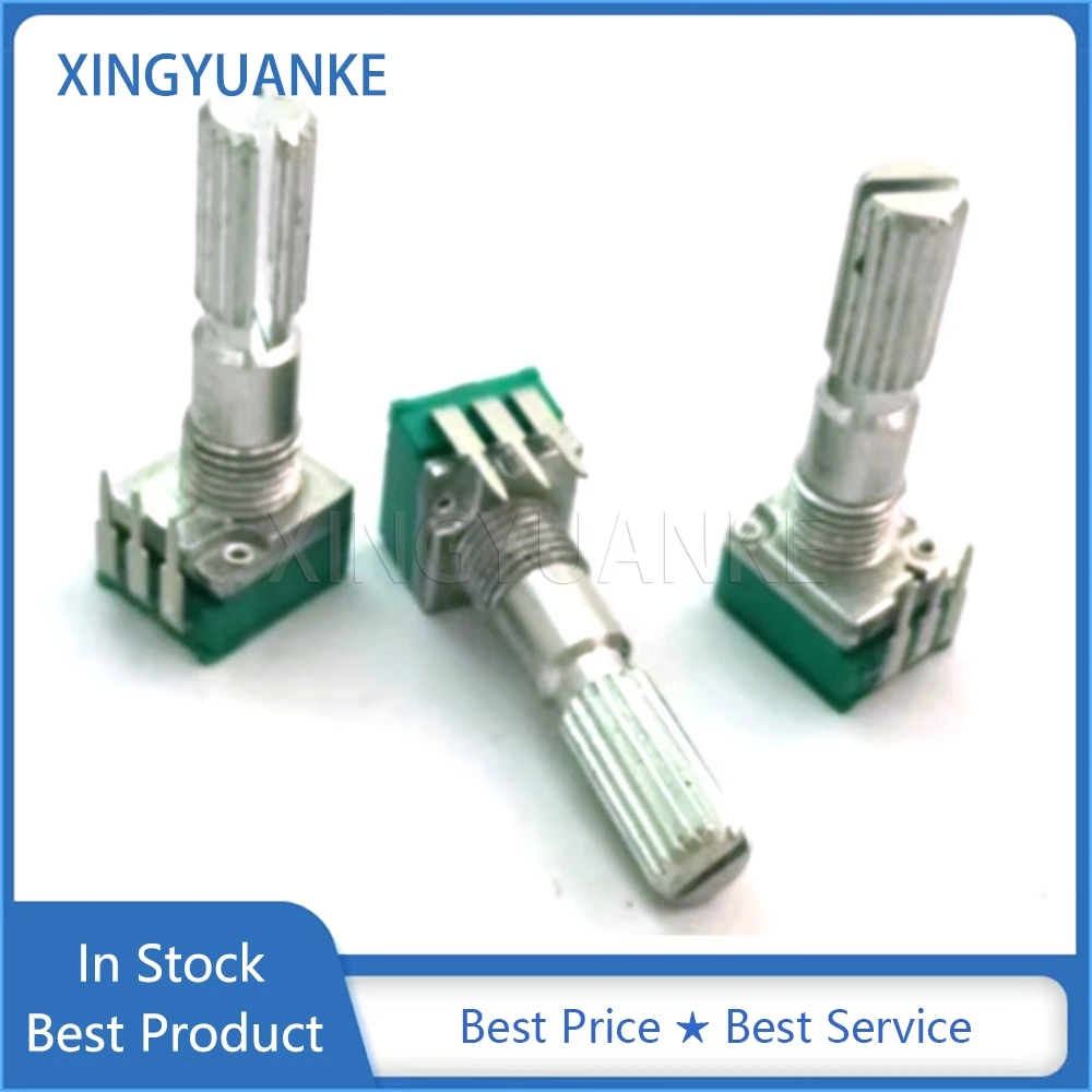 2PCS RK097N Vertical Single 3Pin B5K B10K B20K B50K B100K Step 41 Points Potentiometer Inner Bend Foot Flower Shaft Length 25MM