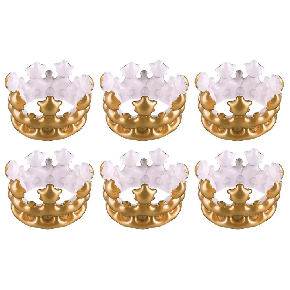 6Pcs Inflatable Crown Birthday Party Comfortable Multipurpose Photo Prop Cosplay Decorative Accessory