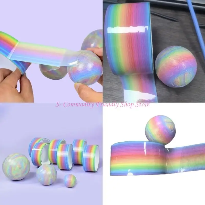 

85AE Радужная палочка с шариками, лента для декомпрессии, шарики, катящаяся лента, клейкая лента, обучающая сенсорная игрушка