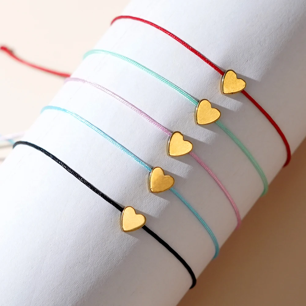 1pc Bohemian style multi-color single line heart-shaped iron stone layered bracelet for men and women daily gift giving