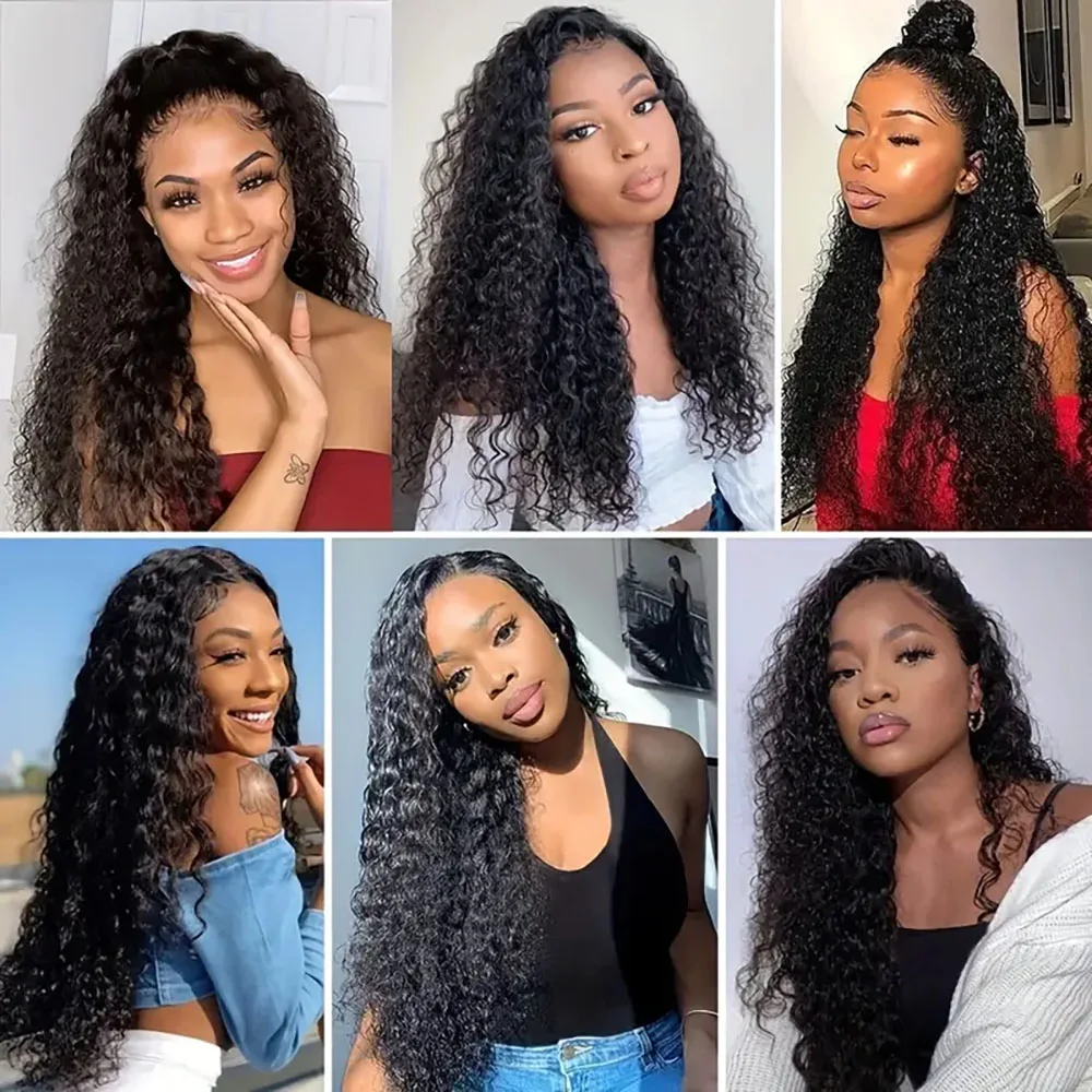 密度200% 生え際処理済み ナチュラルカラー 5x5 13x4 透明レースフロントウィッグ 水ウェーブ レースフロントウィッグ 人毛ウィッグ