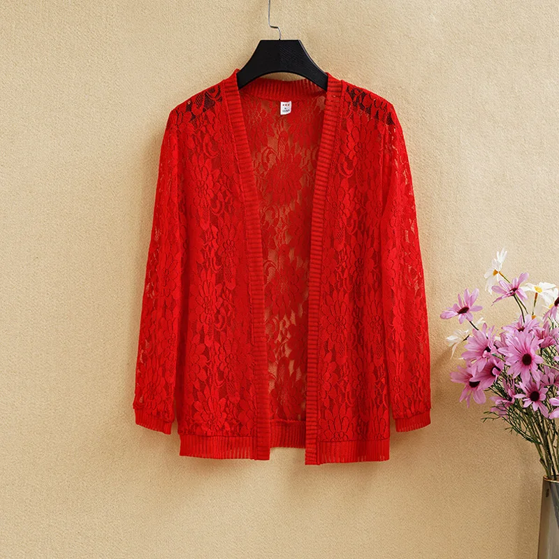 Women Temperament Cardigan Summer Thin Coat Half Sleeve Bolero Shrugs Elegant Lace Crochet Embroidered Shrug Sun-proof Tops