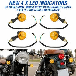 NEW 4 X LED INDICATORS 6V TURN SIGNAL AMBER MOTORCYCLE BLINKER LIGHTS 6 VOLTS TURN SIGNAL MOTORCYCLE