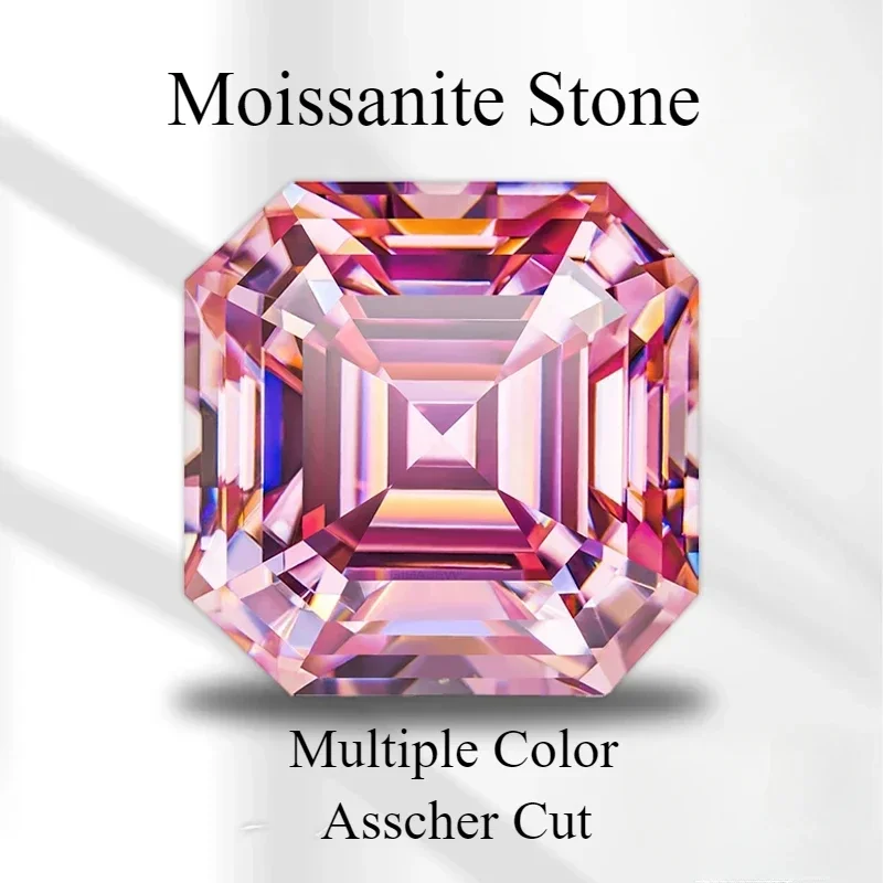 

Moissanite Stone Multiple Colors Available Asscher Cut For Diy Advanced Jewelry Pass Diamond Tester With GRA Certificate