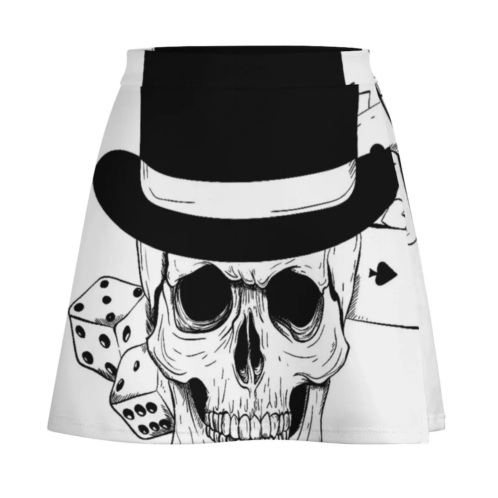 Top hat gambling skull art ,custom gift design Mini Skirt School uniform short skirts for women