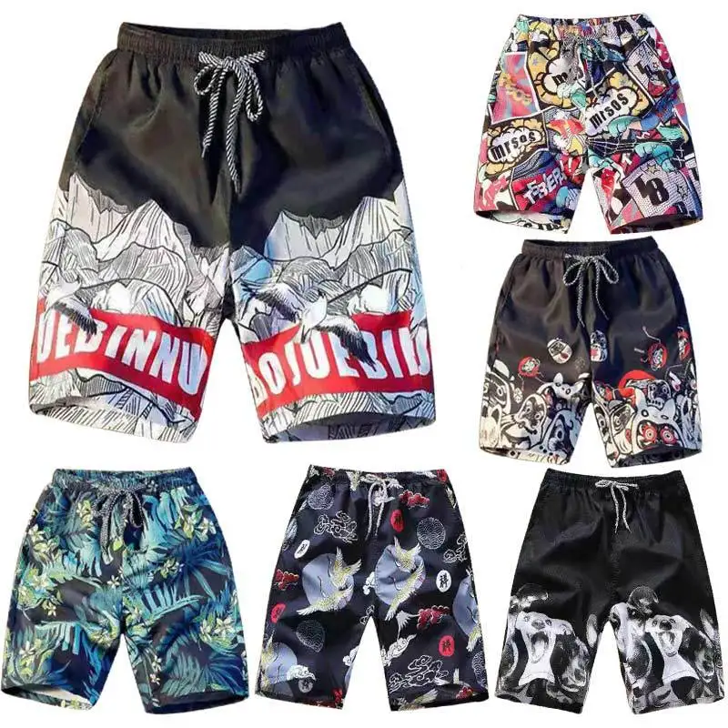 Summer New Casual Shorts Men Beach Breathable Quick Dry Loose Shorts Men's Fashion Hawaii Print Short Pants Couple Shorts Male