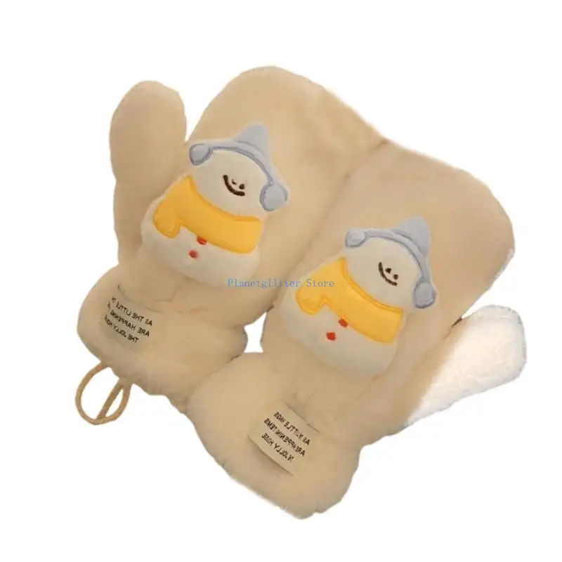 

652B Cartoon Mittens Thick Plush Gloves Winter Warm Gloves Women Children Accessories