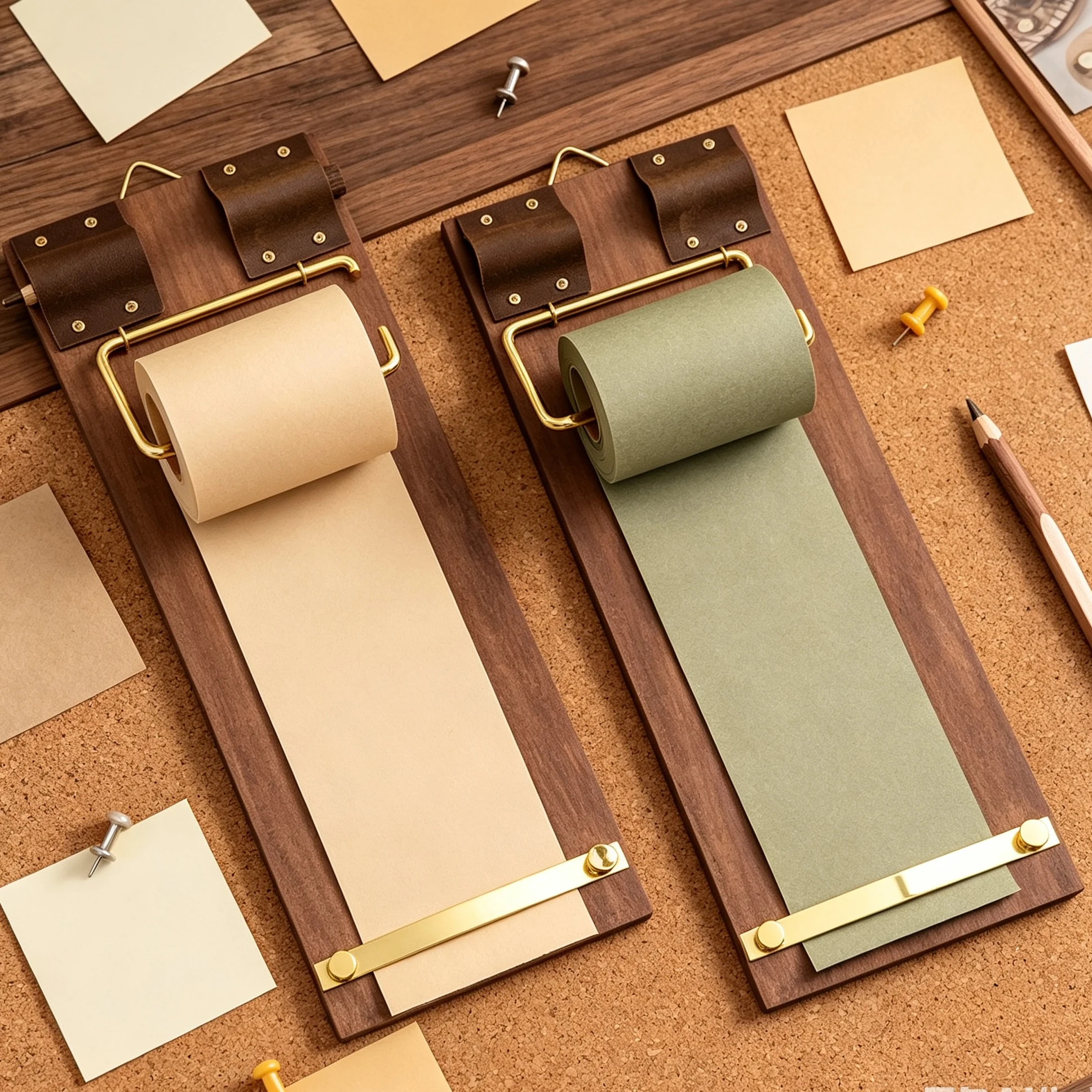 Vintage Hanging Memo Board with Clip Refillable Kraft Paper Roll Notebook for DIY Retro Wall-Mounted To-Do List Planner Writing