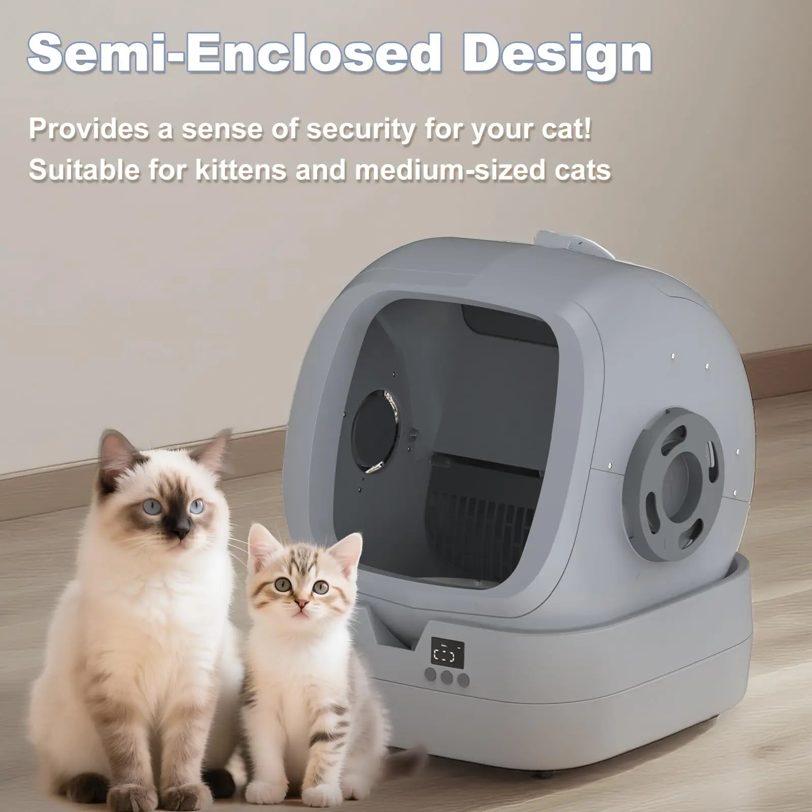 Automatic Cat Litter Box Self Cleaning - APP Control - Weight Monitoring - Ultra-Quiet, Medium Cats and Kittens Litter