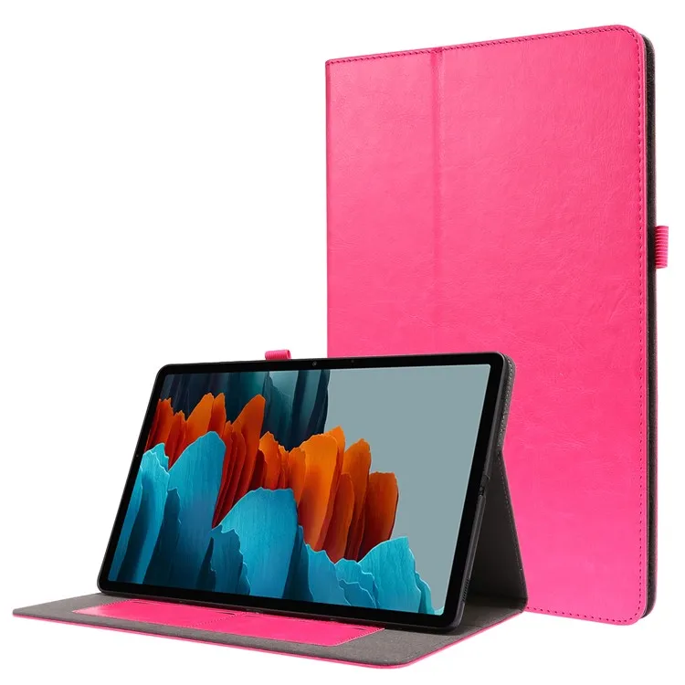 

Crazy Horse Texture Two-Fold Design Leather Cover Case for Samsung Galaxy Tab S7+ / S8+ - Rose