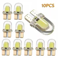10Pcs/Lot T10 W5W 194 168 LED Light COB 6000K Bulb 5W 8SMD Silica Bright License Lamp Bulbs White Red Blue Yellow Pink DC 12V