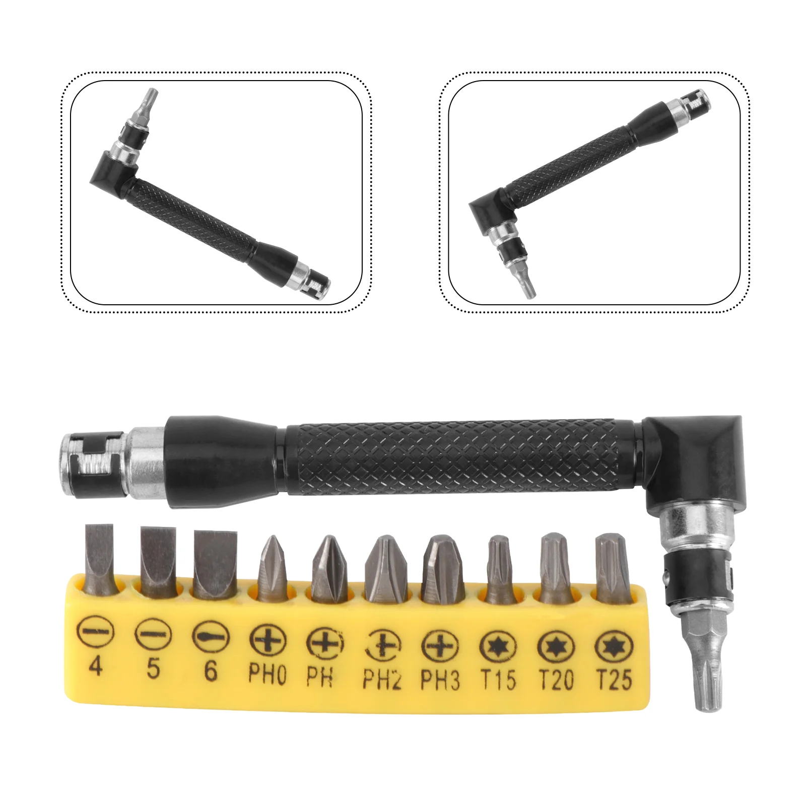 

Double-headed L-shaped Socket Wrench Extension Handle Screwdriver 1/4'' Hex 90 Degree Right Angle Screwdriver Adapter