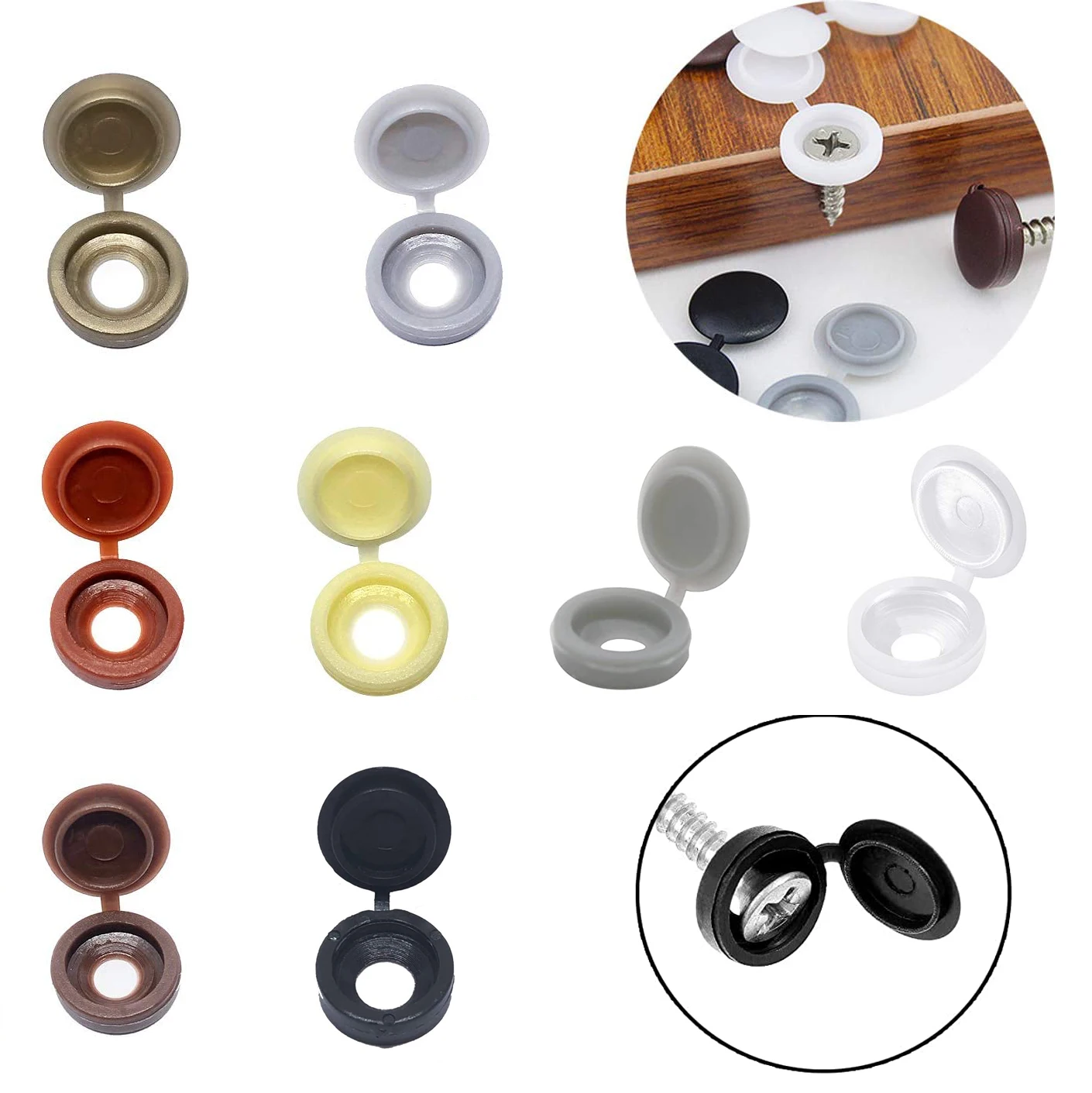 

25/50/100pcsScrew Cover Fold Caps Button Plastic For Car Furniture Self-tapping Decorative Cover Prevent Dust Hardware Screw Cap