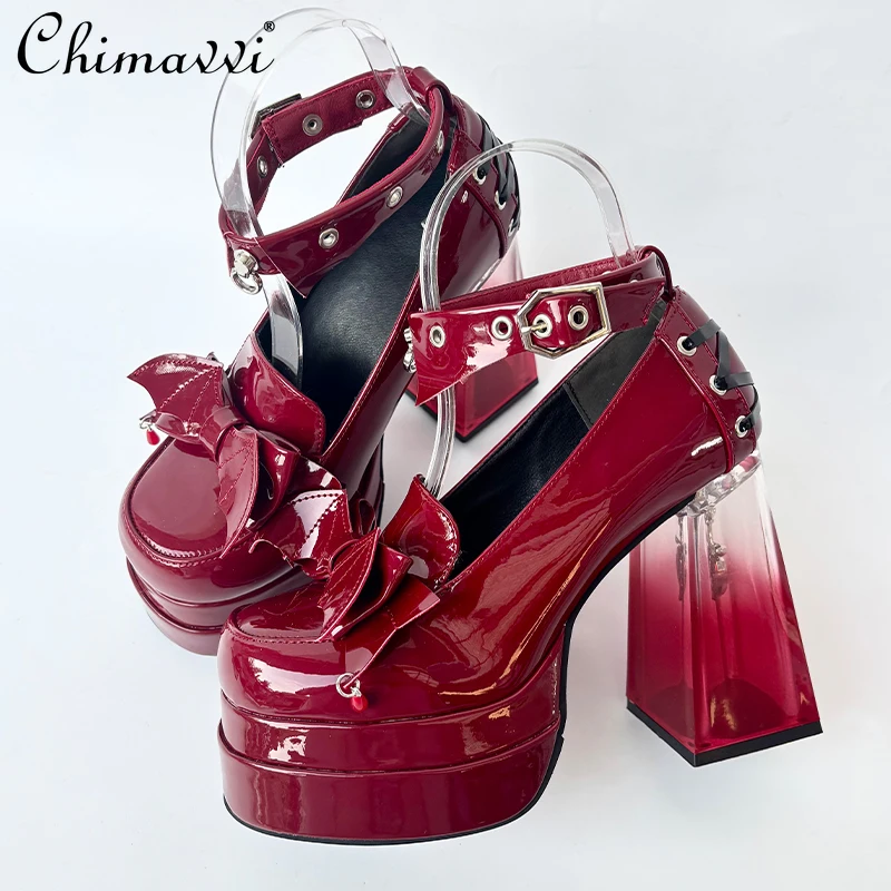 Original Gothic Waterproof Table Sweet Cool Girl Round Head Thick Heel Mary Jane Shoes Women's Japanese Punk Lolita High Heels