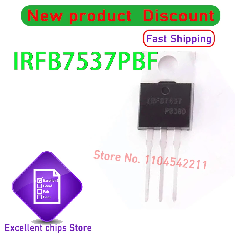 Original IRFB7537 IRFB7537PBF Power  60V 173A 230W TO-220  Inverters Transistor New 10pcs/Lot