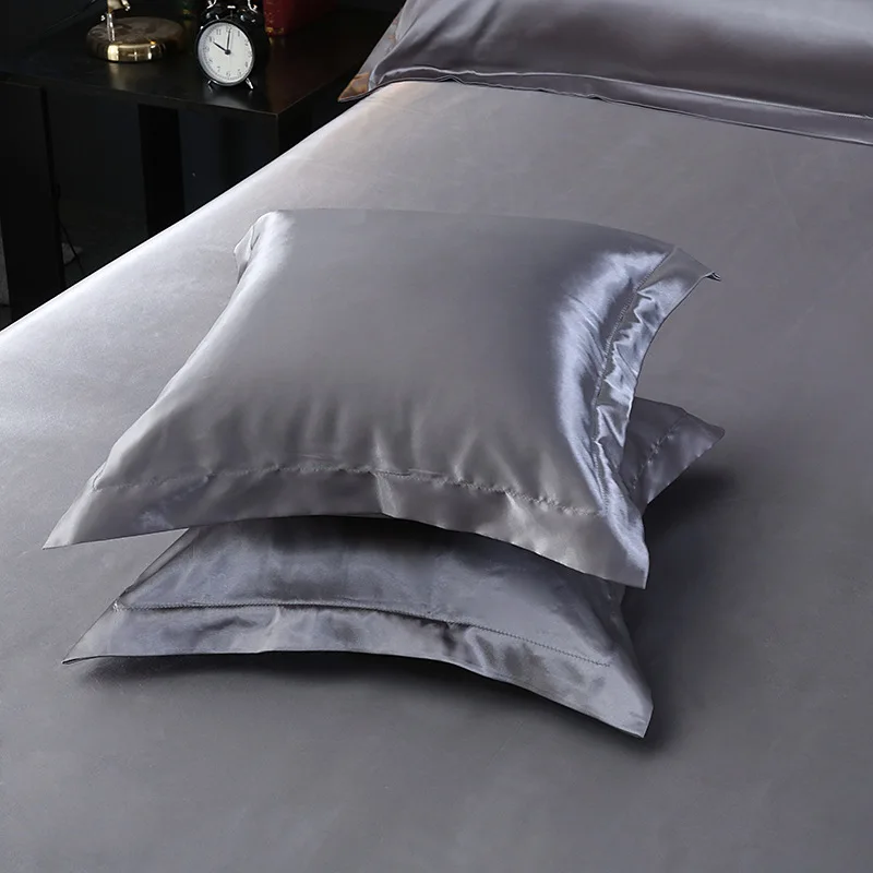

2025 new silk satin square pillowcase throw pillow pillowcase solid color washed silk simulation silk 50x50cm