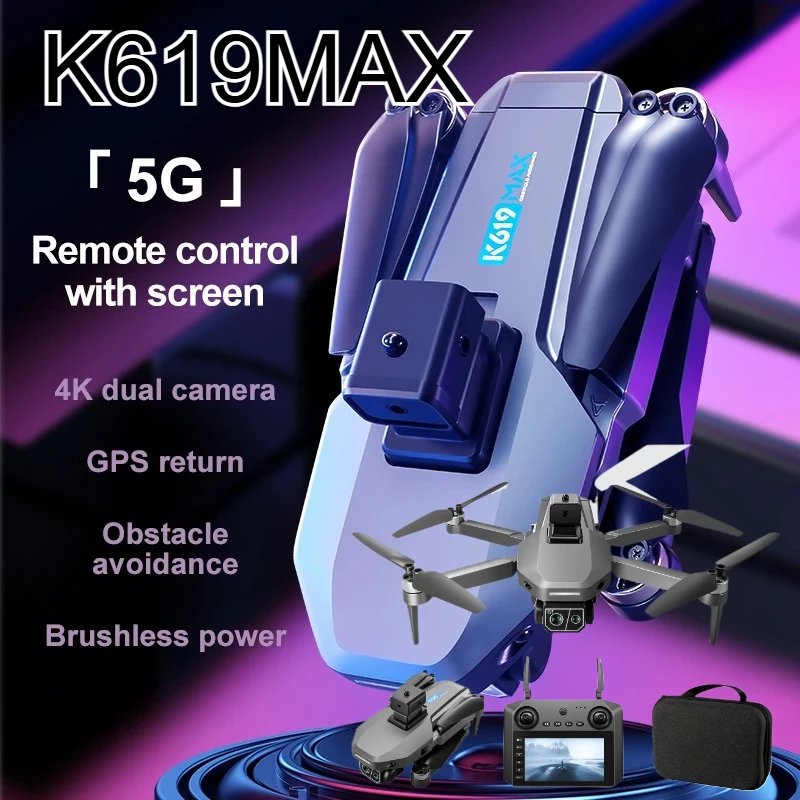 

NEWS K619 MAX Drone 5G GPS with Screen Remote Control Professional 4K HD Dual-Camera Brushless Obstacle Avoidance RC Toy Gifts