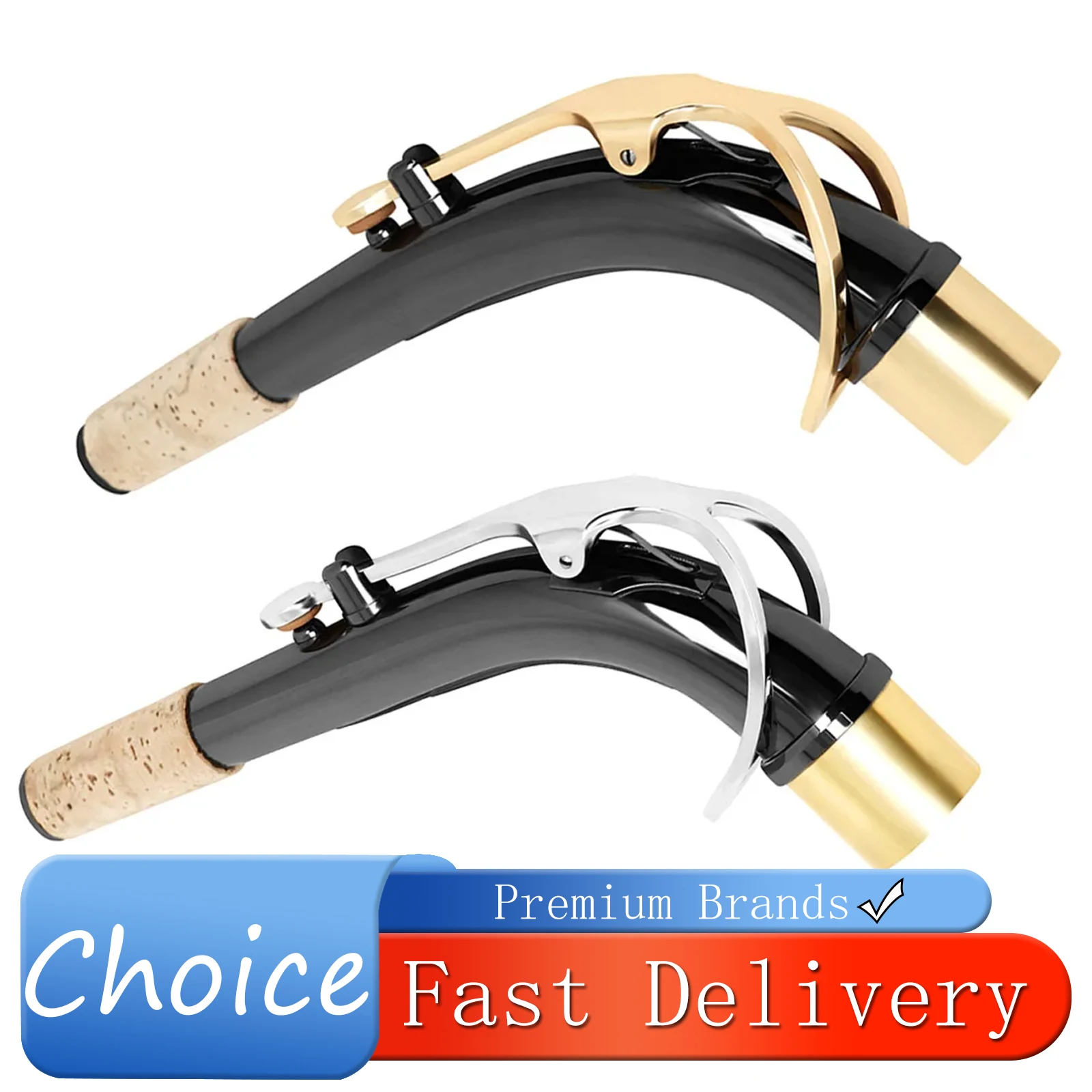 

SLADE Alto Saxophone Bent Neck Brass with Black Nickel Plating Golden Silver Sax Necks Natural Cork Chip Professions Saxophone