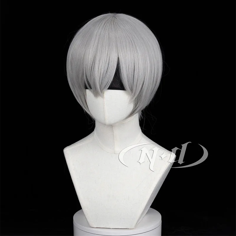 Cynd yorha no.9 tipo s 9s perucas cosplay nier automata curto cabelo cinza perucas cosplay para comic con coser festa de halloween sintético