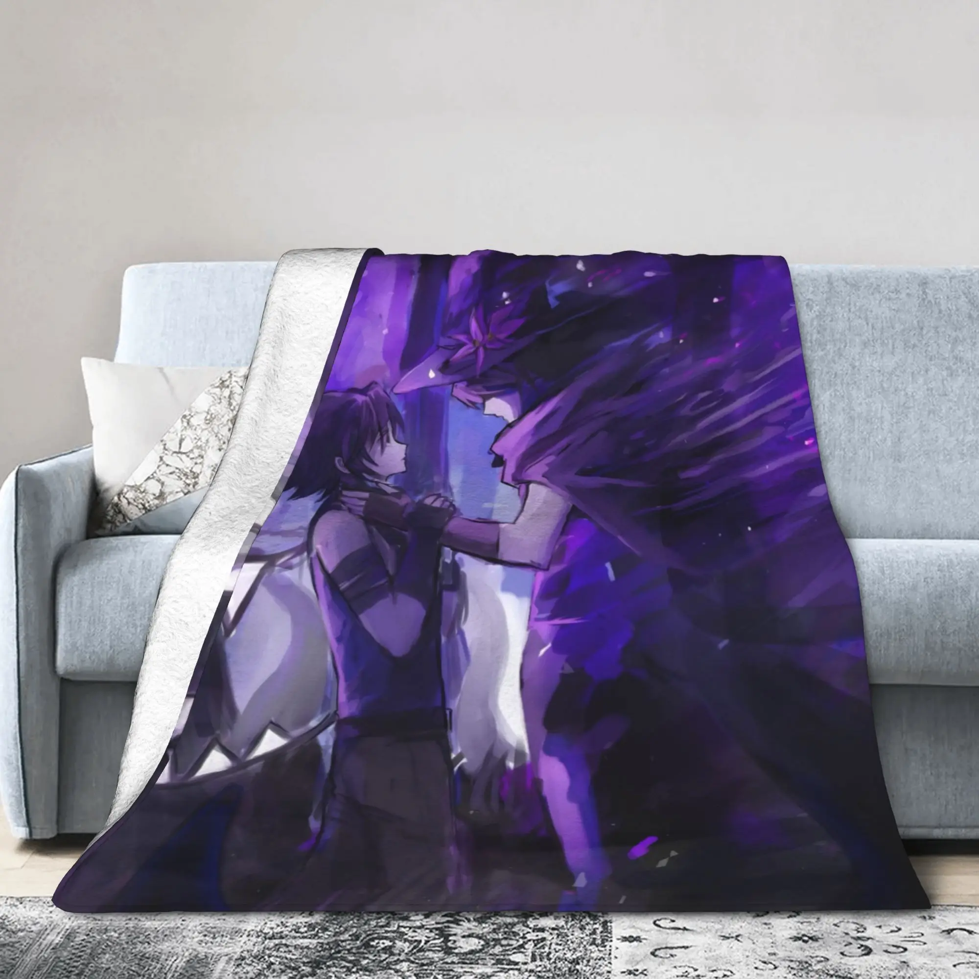 Forsaken Two time & Azure Knitted Blankets Flannel Horror Game Lightweight Thin Throw Blankets for Bedroom Sofa Quilt Portable