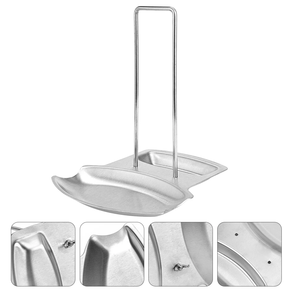 

Kitchen Shelf Utensil Holder Pot Lid with Cover Spoon Rest and Stainless Steel Rack Safe