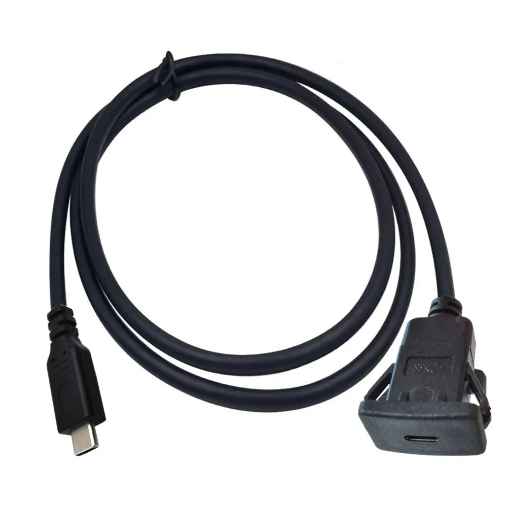 USB-C Type-C USB 3.1 Male To Female 10Gbps Extension Flush Car Latch Mount Extension Cable for Dashboard Panel