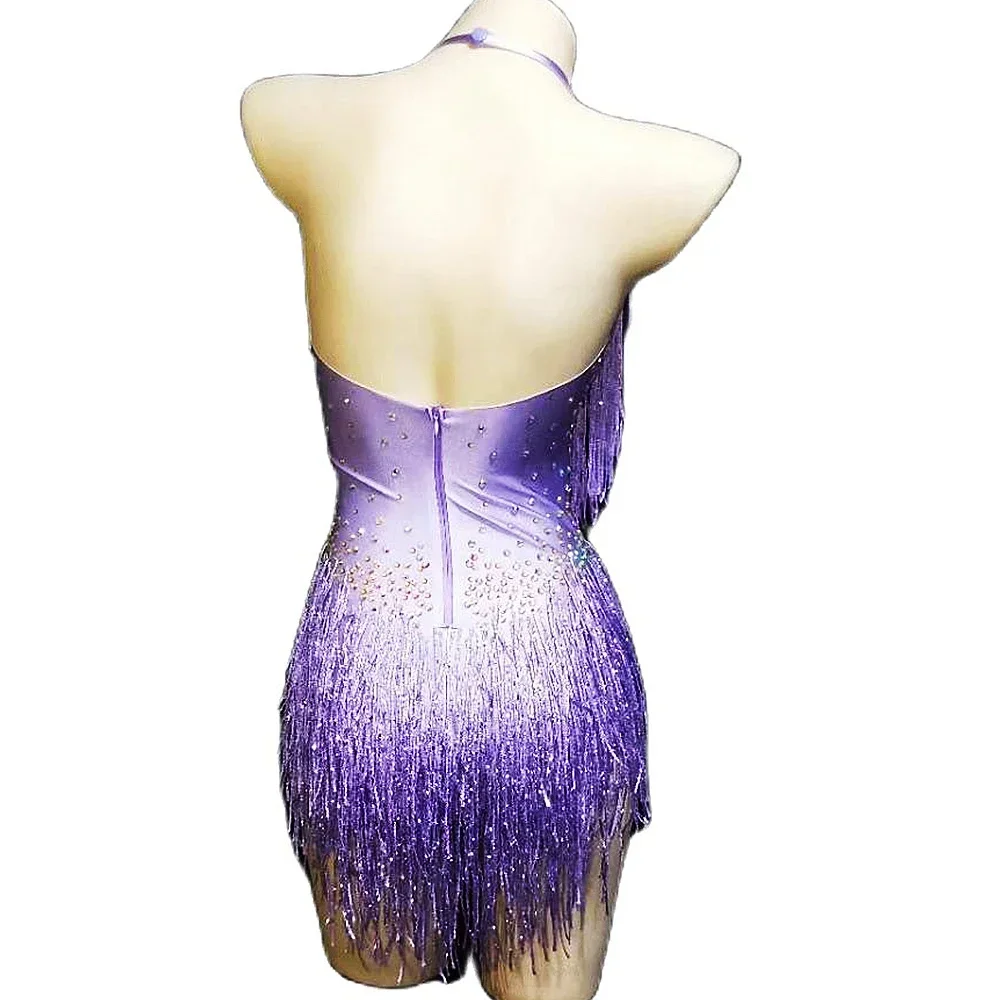 Glitzernde Strass-Bodys für Damen, helle Fransen, ärmellos, Neckholder, Geburtstagsfeier, Clubkleidung, Abend, Abschlussball, Sänger, Tanzkostüme