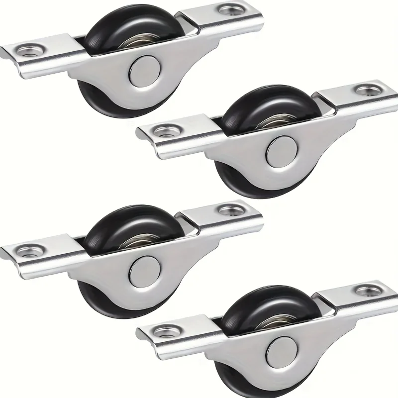 Kits de rails de porte coulissante en métal robuste, avec 4 roues en plastique noir, raccords de por