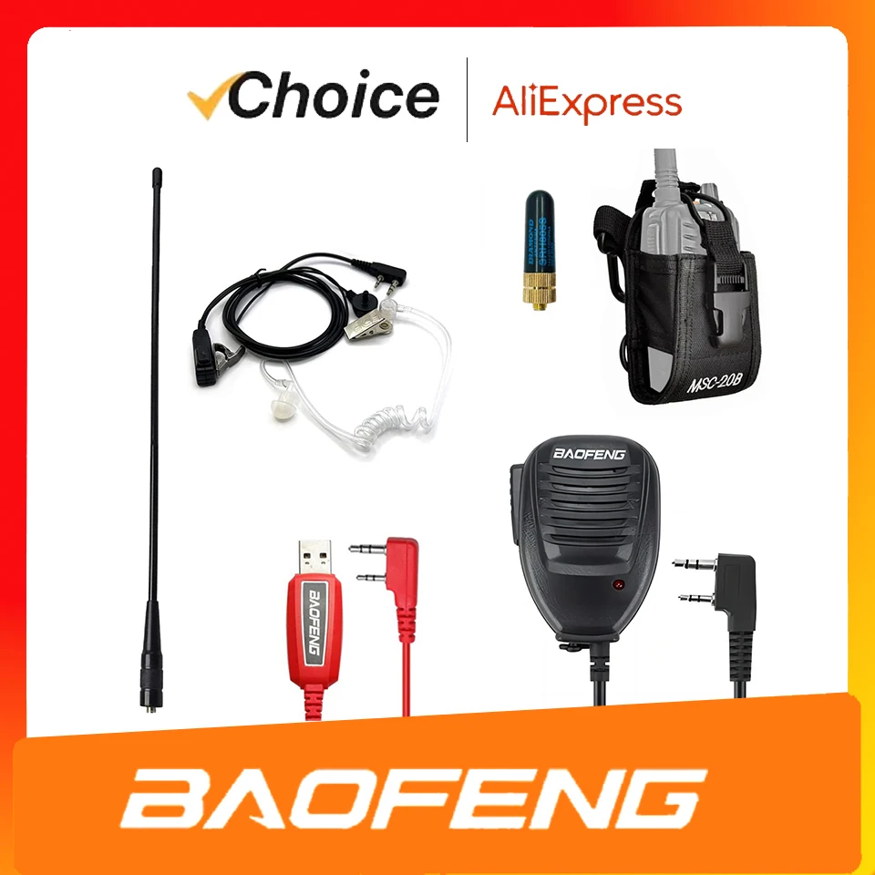 Baofeng Official Store Walkie talkie Accessories set 771 Write frequency line headset PTT 805 Antenna For UV 82 16 5R 5RH 888S