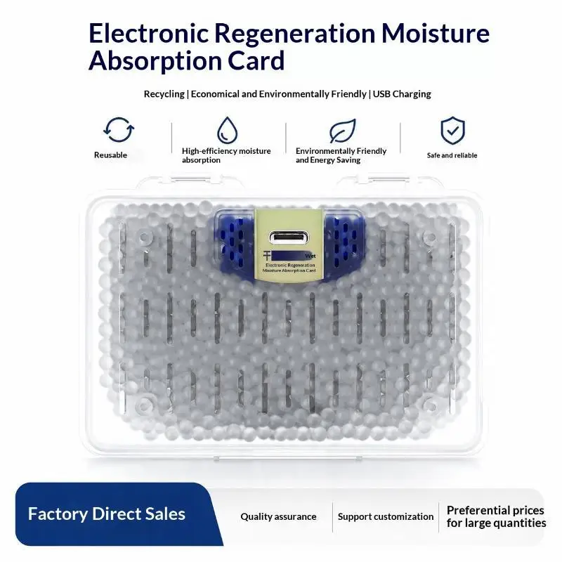 No Consumables Reusable Electronic Moisture Absorbing Card Dehumidifier for Camera Lens Microscope Storage