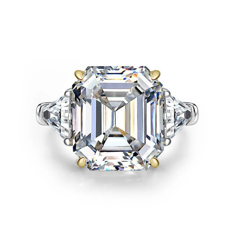 OEVAS 100% 925 Sterling Silver Sparkling 14*16mm Pink Yellow High Carbon Diamond Fine Jewelry Wedding Party Fine Jewelry Gifts