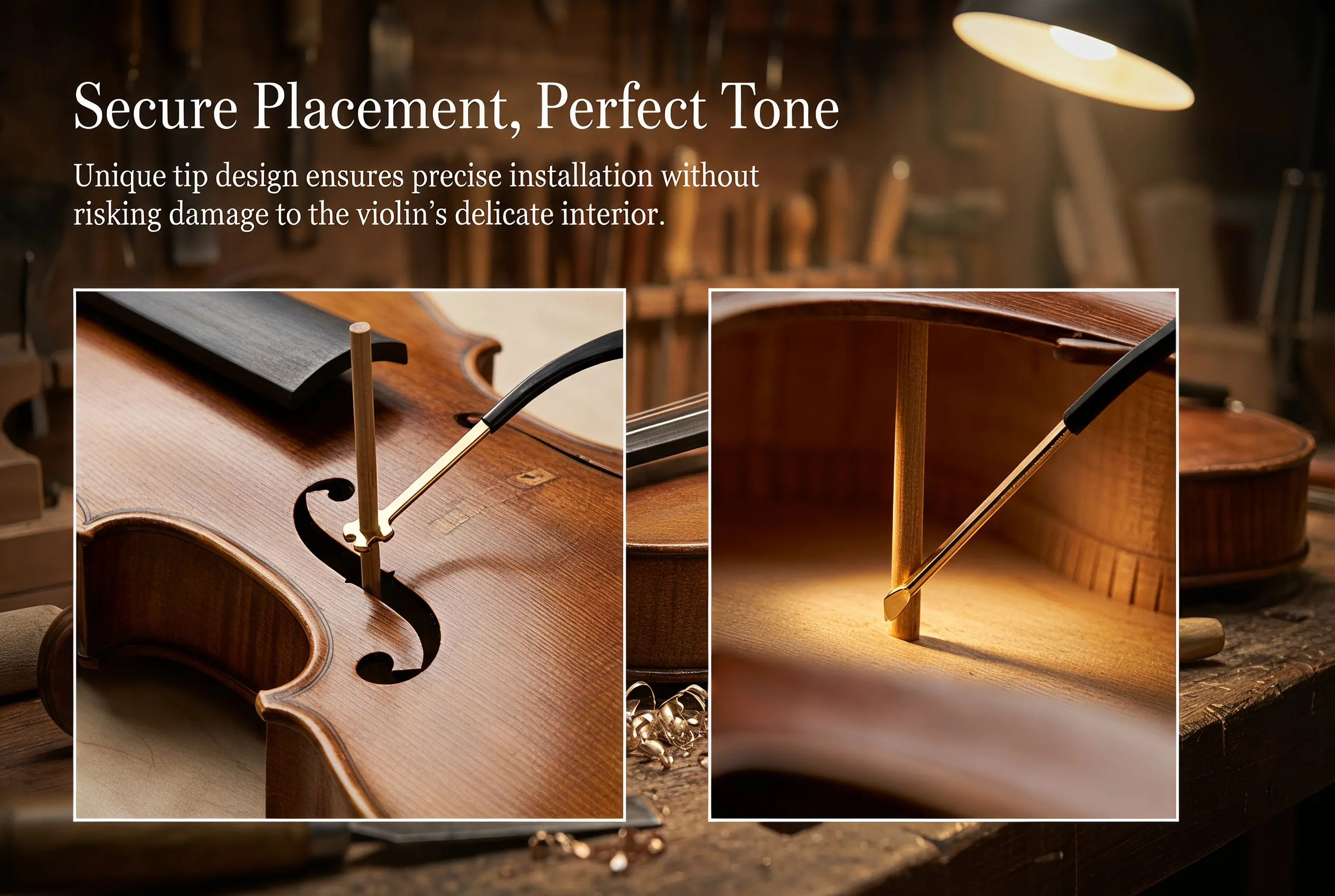 Premium Violin Sound Post Setting Tool Ergonomic Metal Design for Luthiers to Accurately Install Adjust and Posts