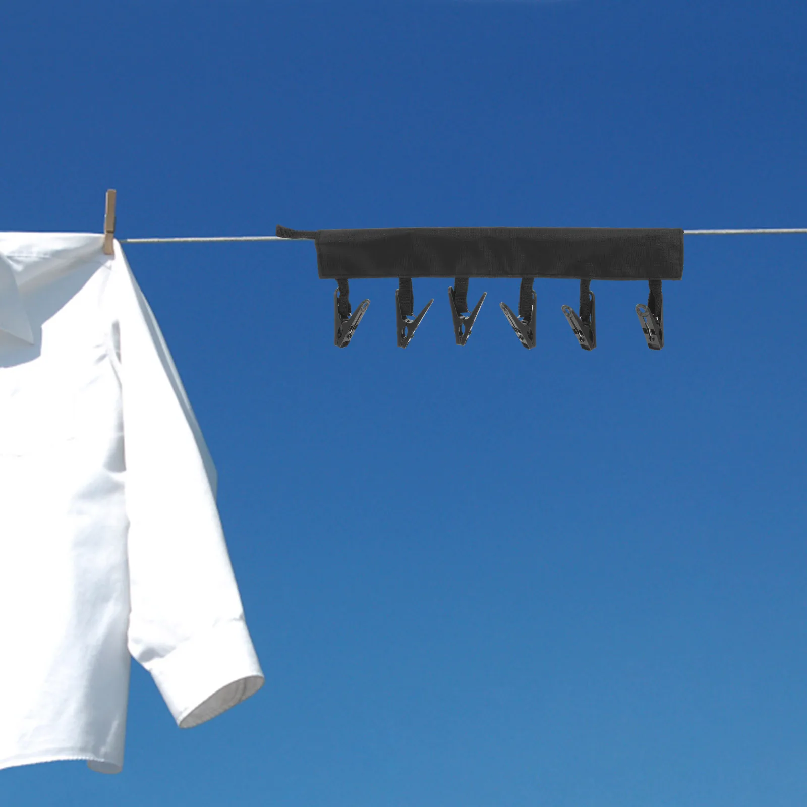 

Hanging Clothes Drying Rack Foldable Hanger Bathroom Windproof Portable Garment with Clips Travel