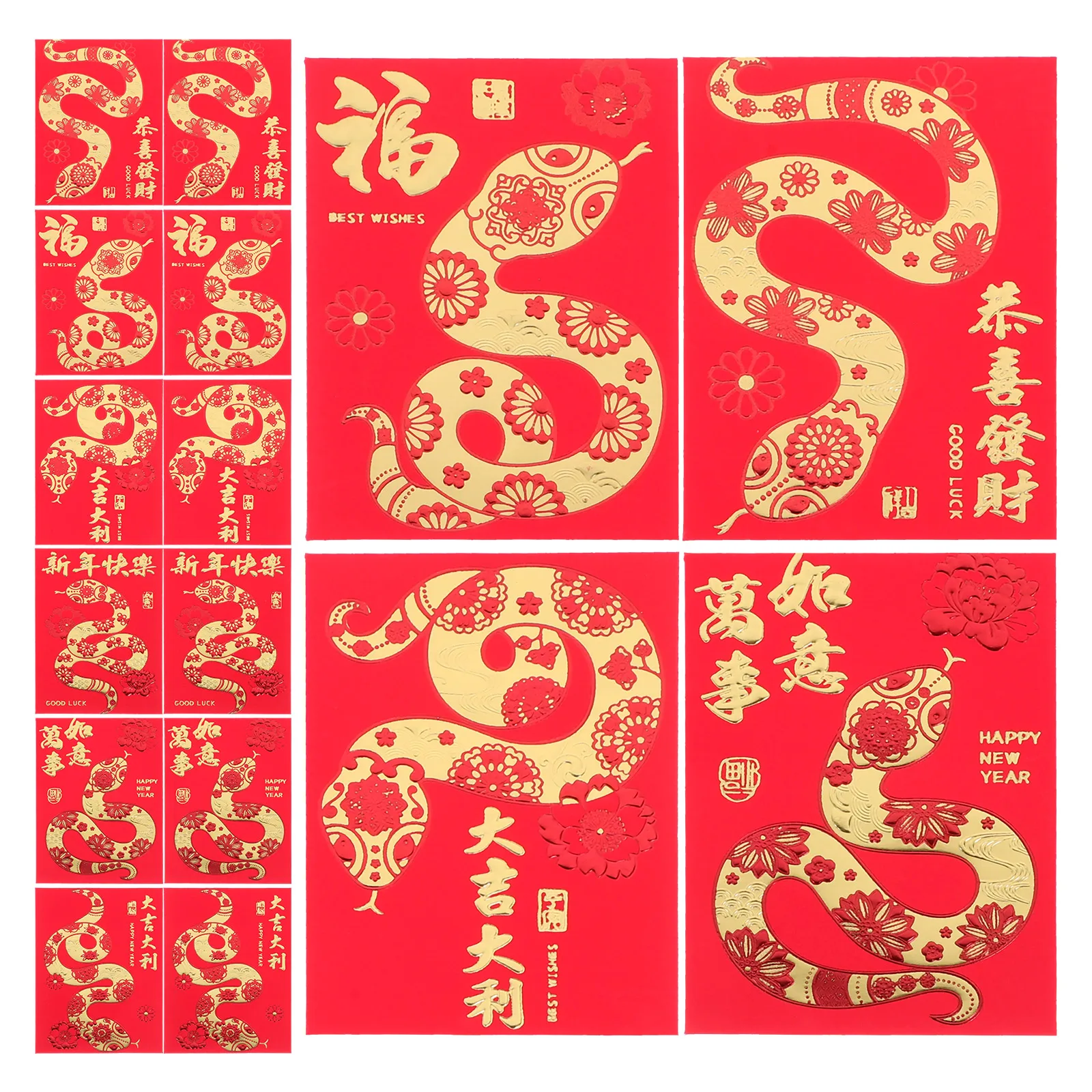 36Pcs 2025 New Year Red Envelopes Luck Money Bag Year Of The Snake Spring Festival Gift Chinese Style Red Packets Lucky Lunar