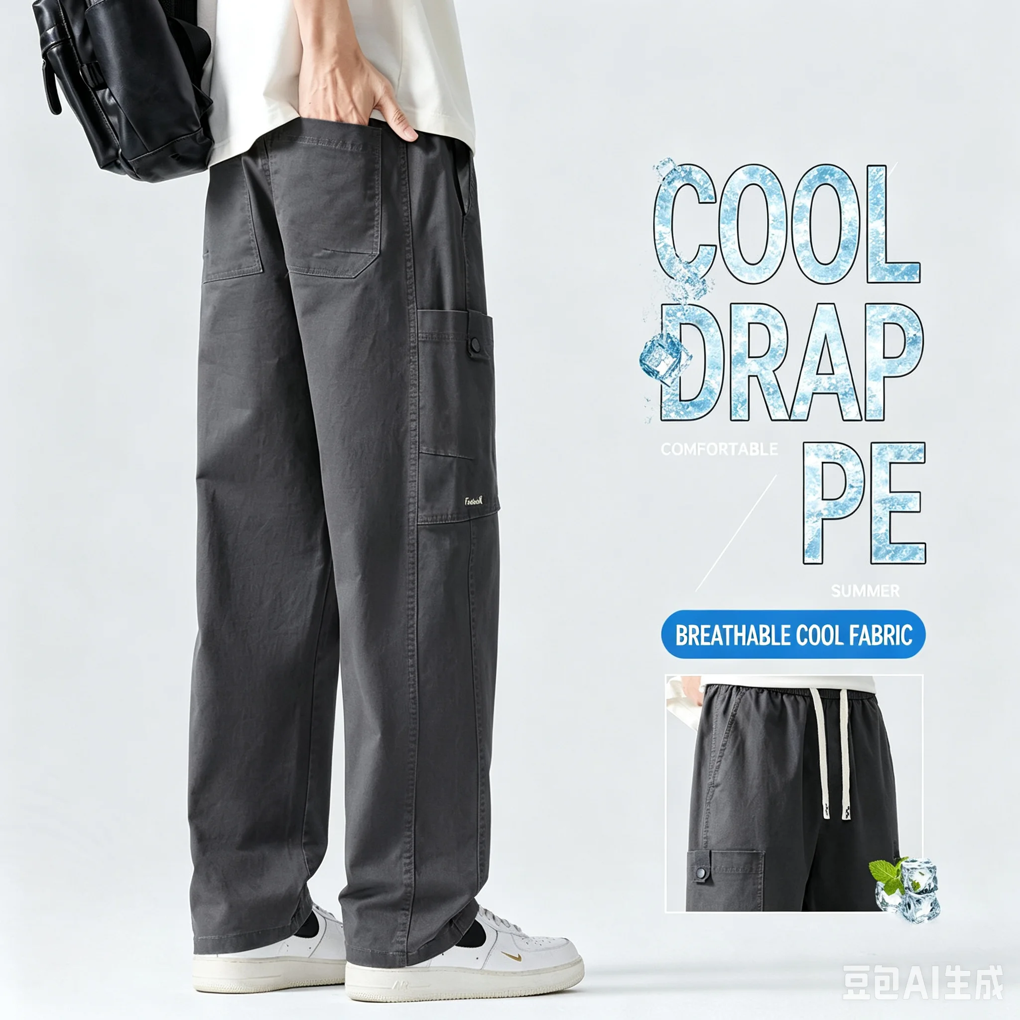 Men's Outdoor Cotton Work Trousers Summer Thin Cool Straight Loose Casual Fashionable Pants Comfortable Breathable Long Trousers view 2