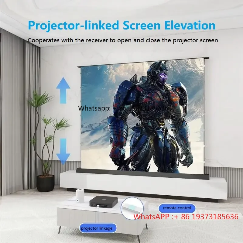 4k 3d 120 Inch Floor Rising Motorized  Long Throw Fresnel Projector Screen