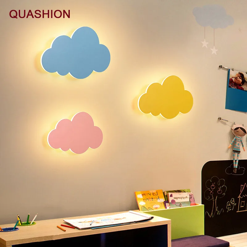 Lámpara de pared de nube nórdica Ins, lámpara de noche minimalista creativa, iluminación LED moderna y sencilla para habitación de niños y niñas