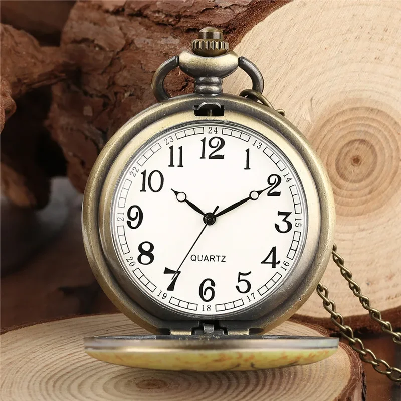 Vintage Bronze Elegant Ballet Dancer Pattern Men Women Quartz Pocket Watch Arabic Numeral Display Necklace Chain Timepiece Reloj
