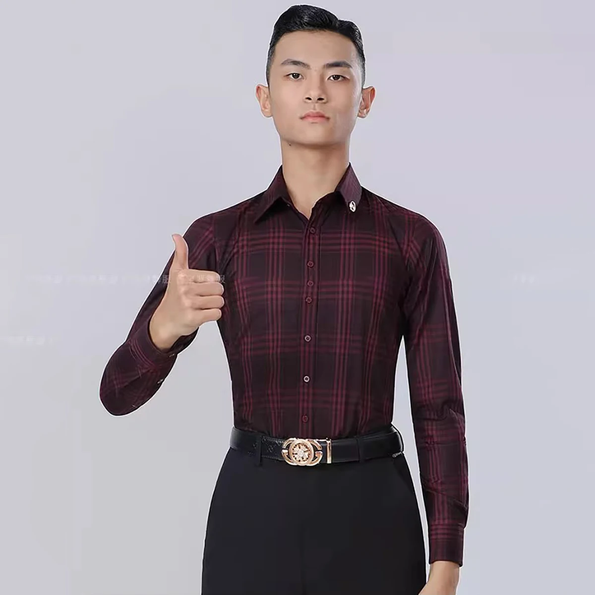 2025 New Men's Ballroom Dance Top Shirt Standard Social Latin Waltz Clothes Wear Practise Long Sleeve