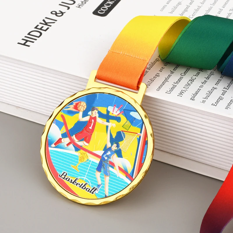 Basketball Medals Gold Silver Bronze Award Medal School Sports Basketball Competition Souvenir Gift 65mm Free Print Custom