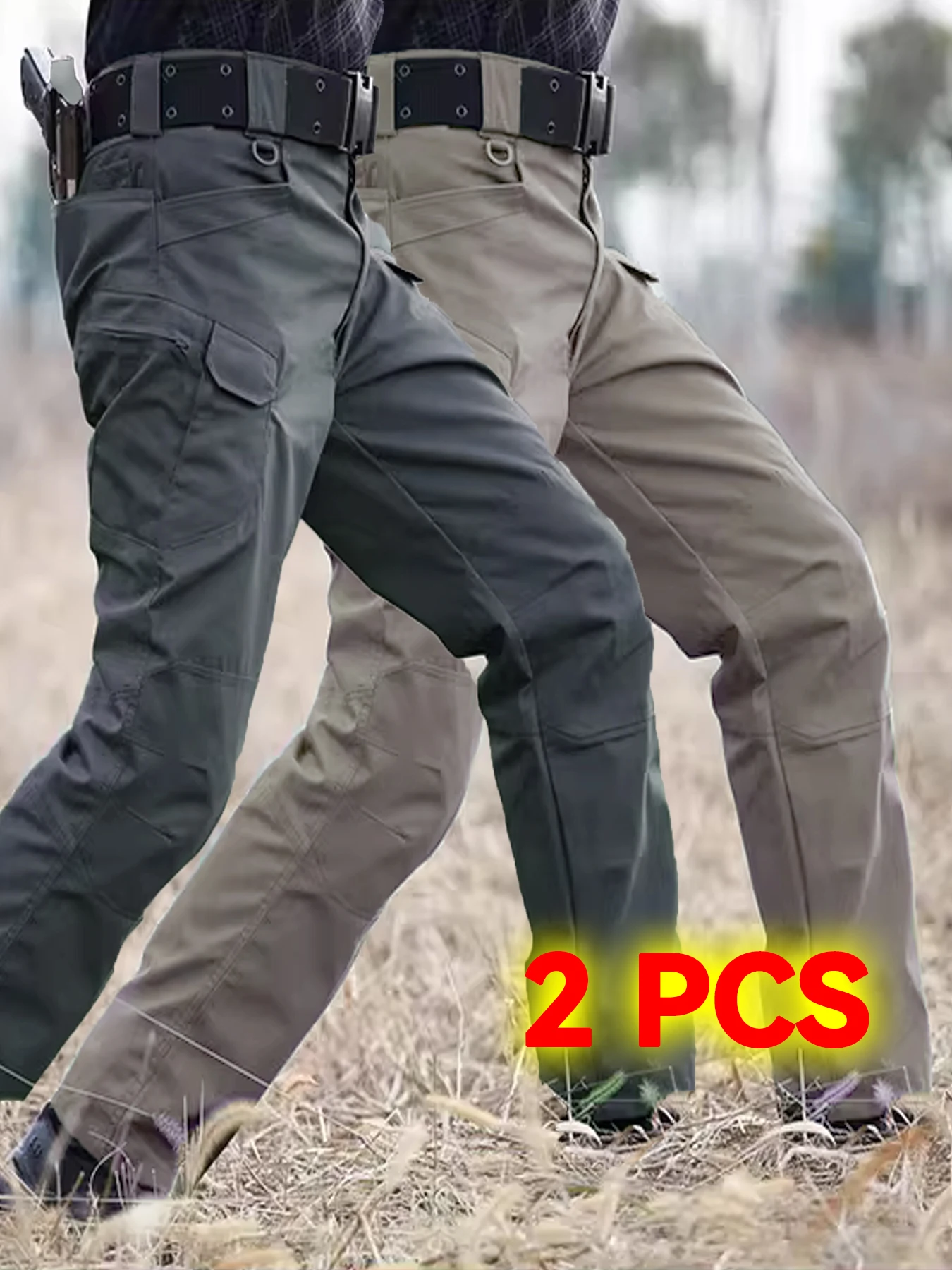 

2Pcs Men Tactical Pants Multiple Pockets Training Pants Camo Work Pants Outdoor Sports Trousers Pants