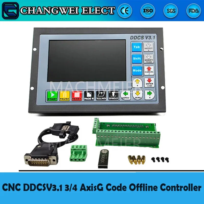CNC DDCSV3.1 3/4 G Code Offline Controller For Engraving Milling Machine DDCS V3.1  4-Axis E-Stop MPG Handwheel