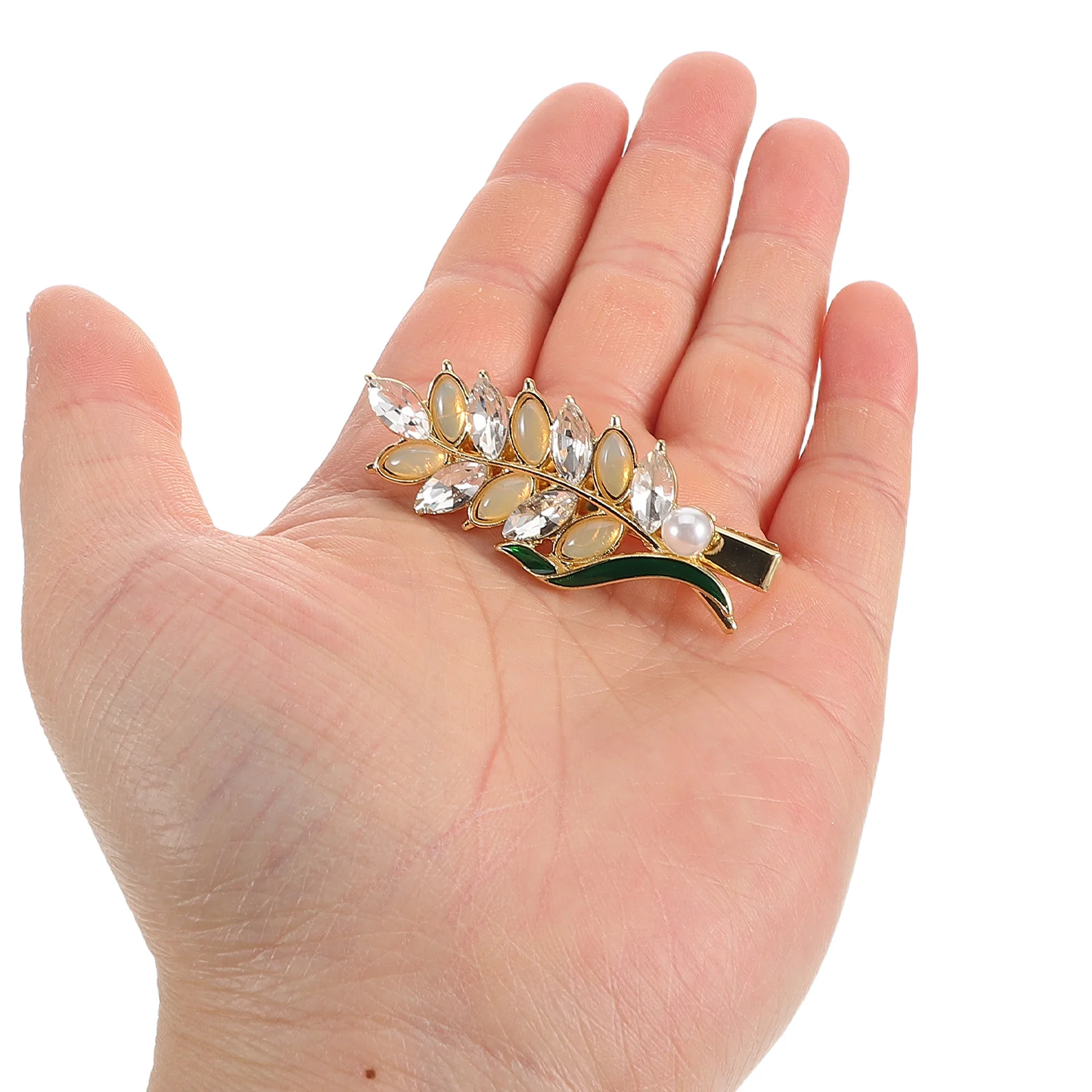 

2pcs Leaf Duckbill Clip Rhinestone Hair Clips For Women Vintage Hairpin Secure Bangs Clip Lightweight Hair Barrette For Daily