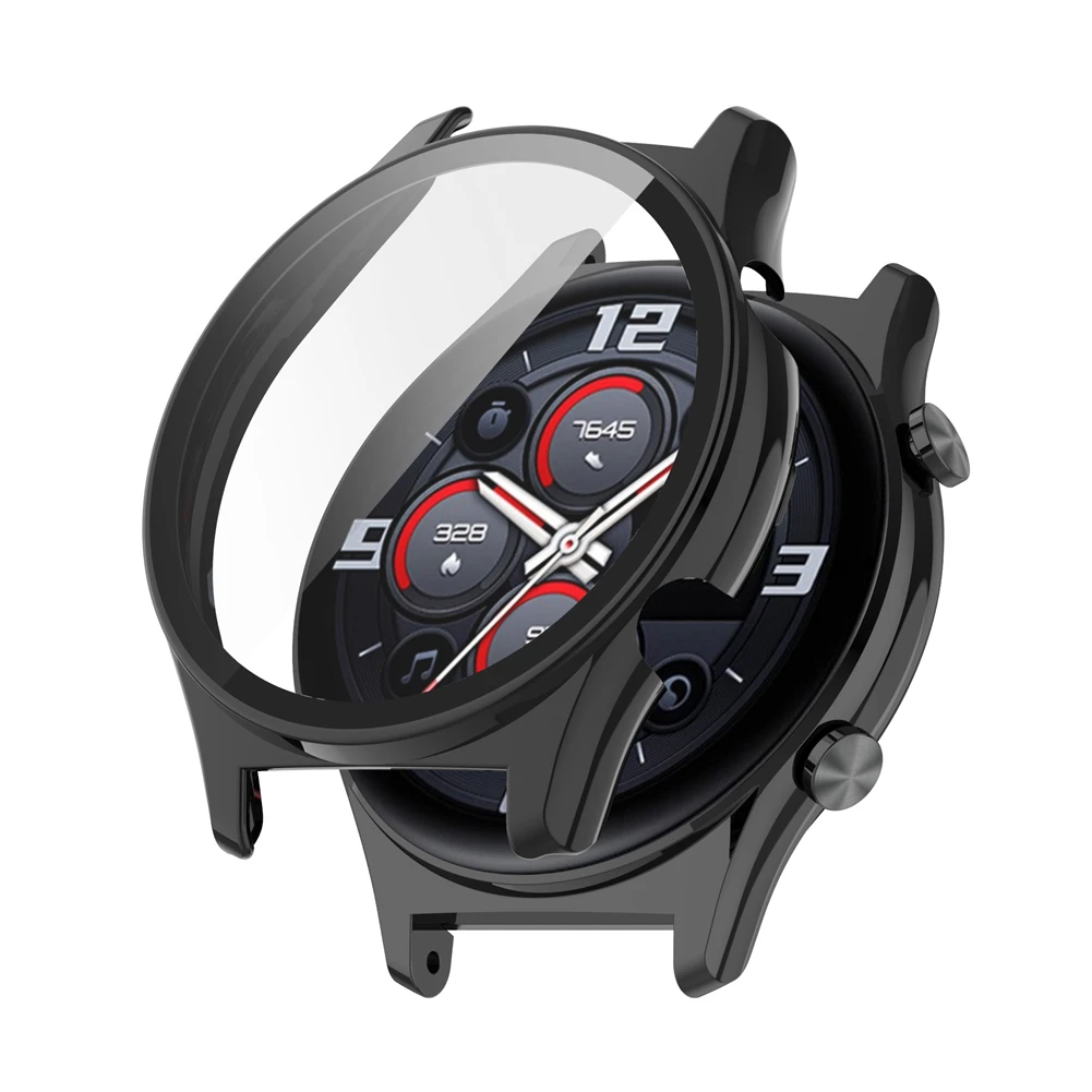 Huawei Honor Watch GS3 프레임 용 스크린 보호대가있는 케이스 커버 고품질 PC 및 강화 유리 슬림형 보호 액세서리