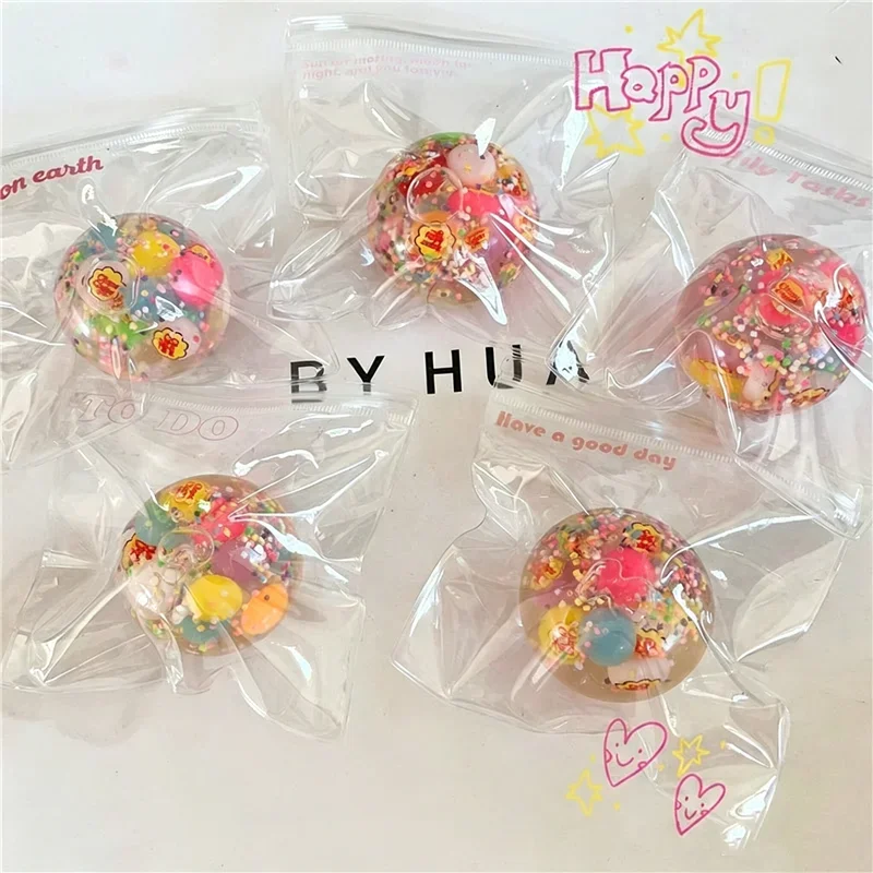 Maltose Filled Clear Squishy Squeeze Ball Slow Rising Fidget Toy Stress Relief Sensory Decompression Toy For Office Daily Relax