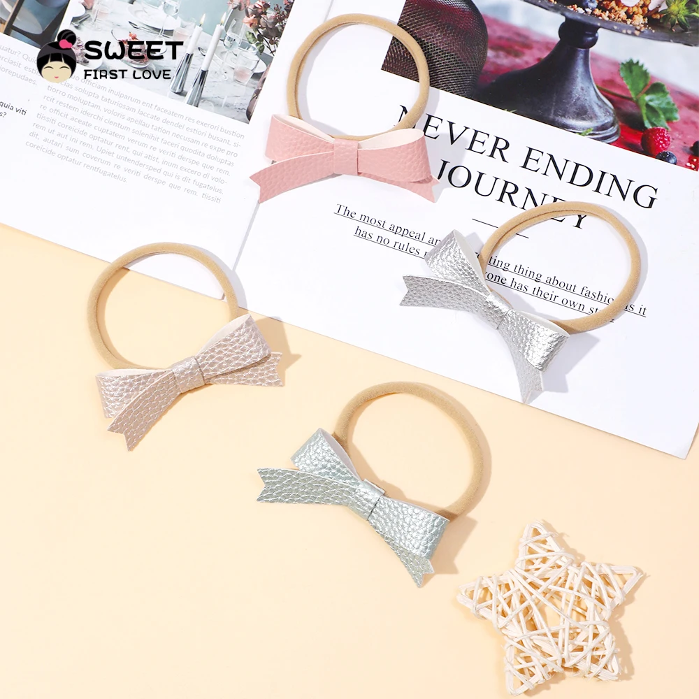 Cute Elastic Hair Bands for Baby Girls Solid Color Headwear Grograin Ribbon Bowknot Headband Infant Kid Hair Accessories