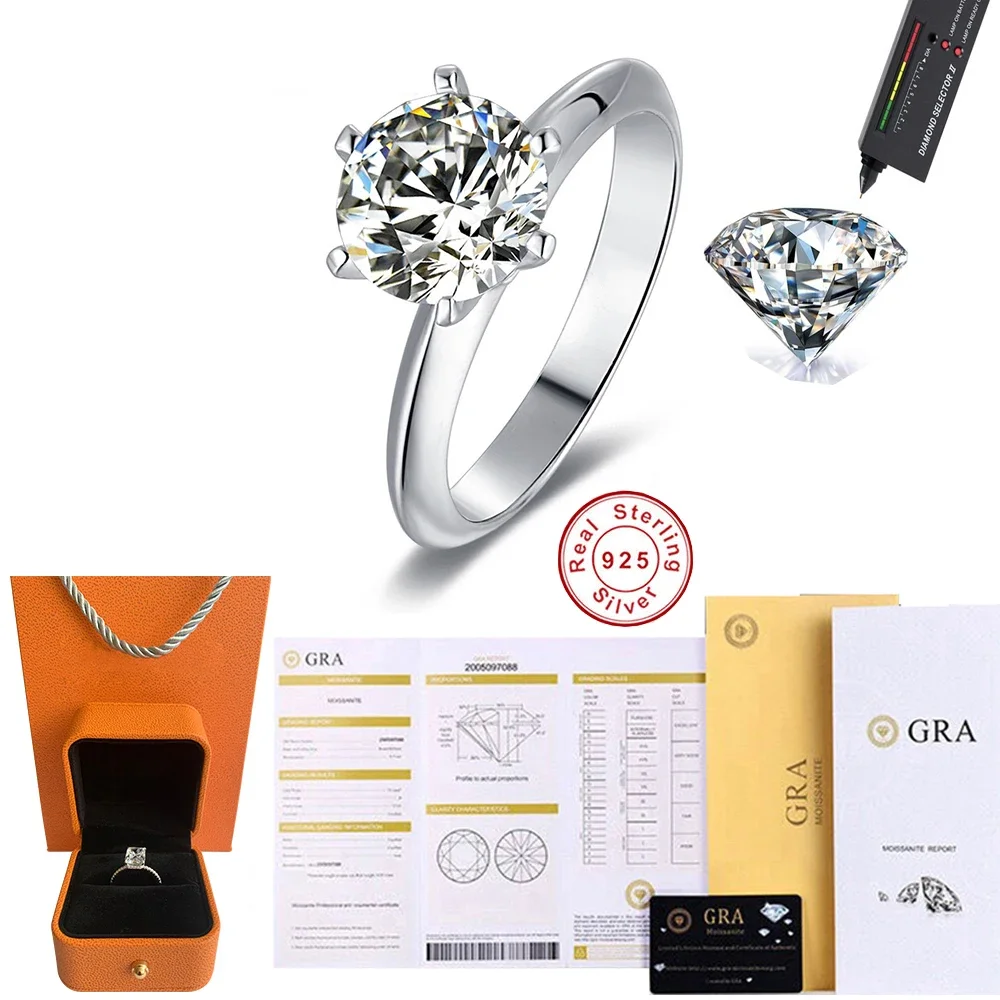 حار جديد فاخر 925 فضة 1-3 قيراط خواتم مويسانيتي حقيقية بالجملة