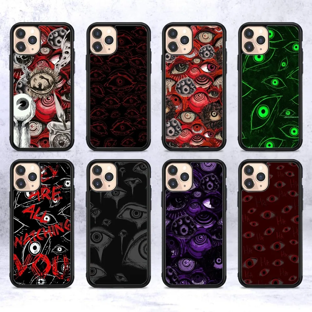 Scary Face Eyes Phone Case Silicone PC+TPU For Samsung S10 20 30 22 23 24 Plus Lite Ultra Cover