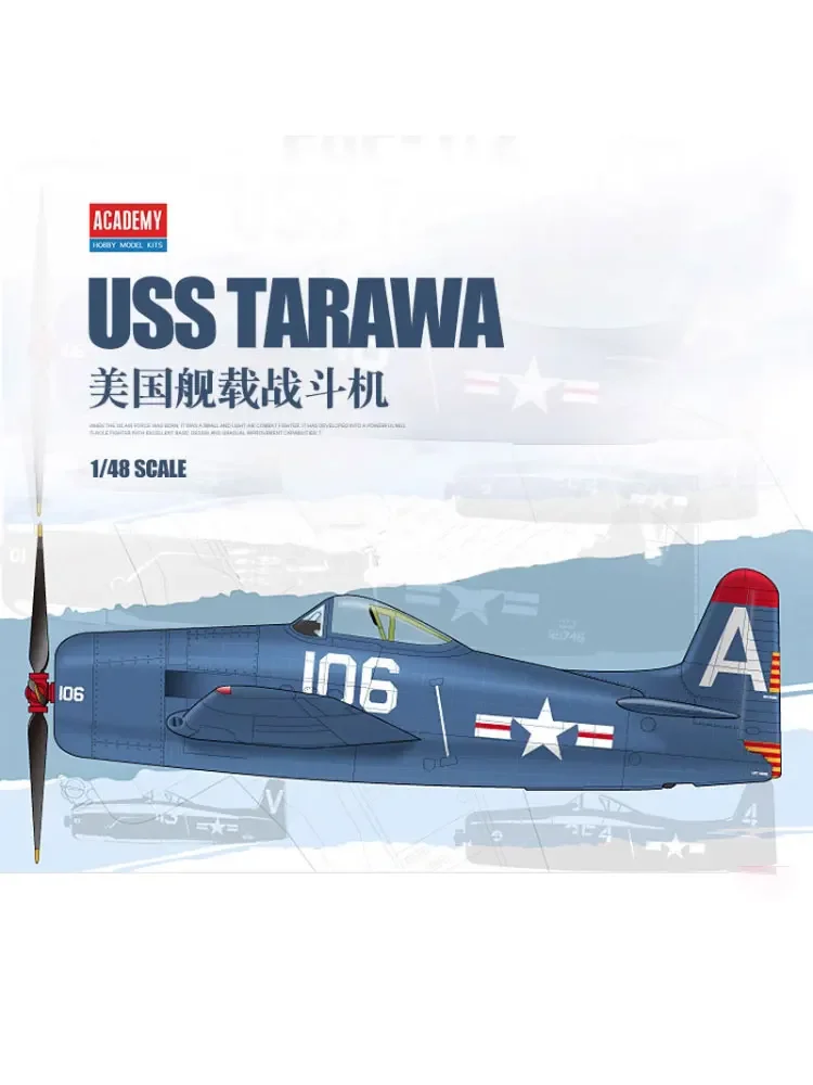 Academy Kit Model pesawat rakitan, pesawat pembawa 12313 F8F-1/2 USS TARAWA edisi khusus 1/48